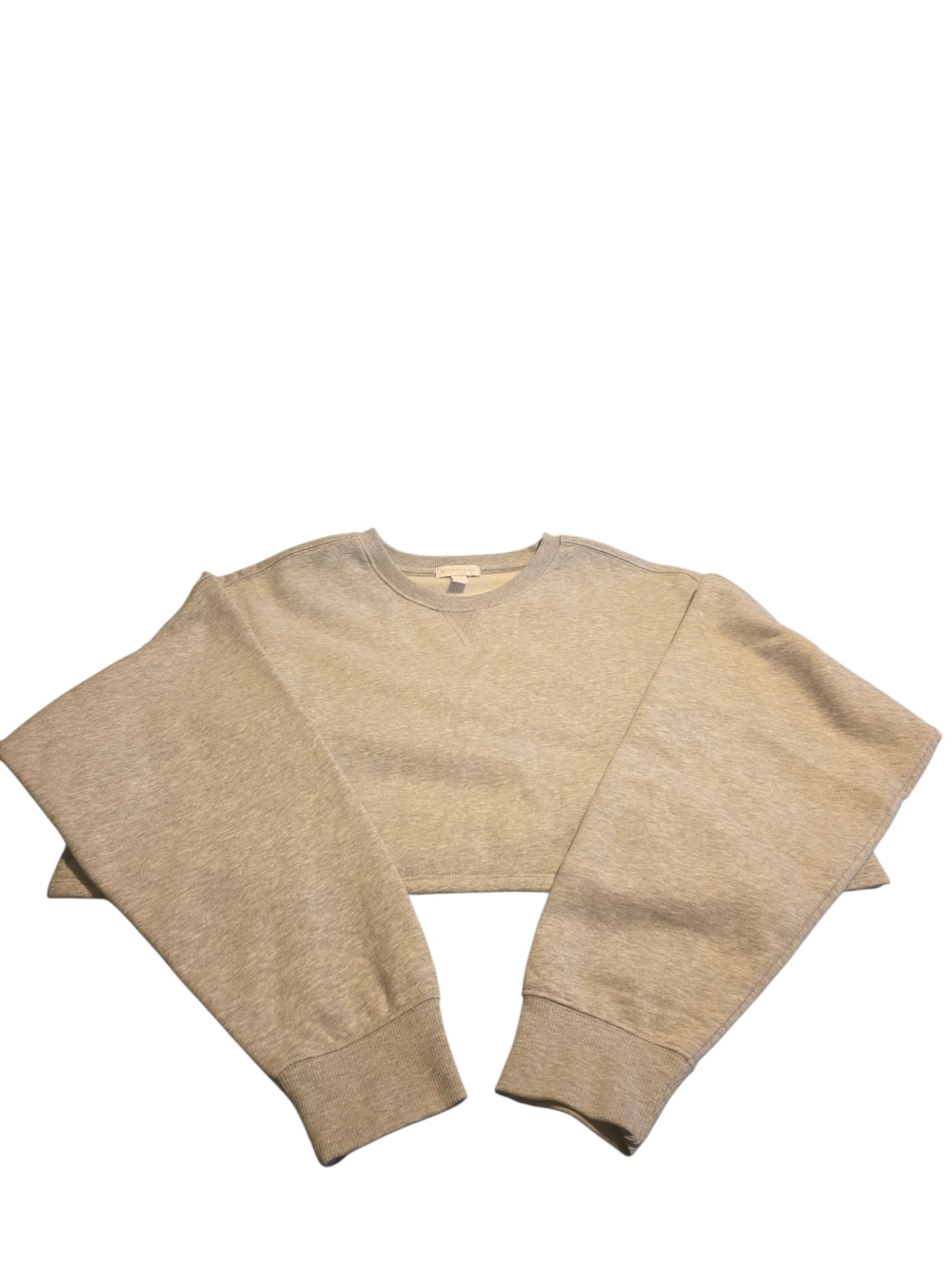 Beyond Yoga NWOT LuxeFleece Cropped Sweatshirt Light Heather Gray Size L